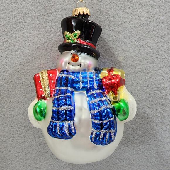 Holiday Time Mercury Glass Christmas Ornaments Lot of 3 Snowmen x2, Santa Claus - Picture 2 of 8